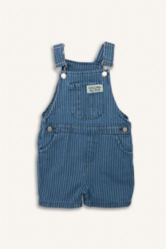 Erkek Bebek Mavi Çizgili Jean Tulum Erkek Bebek