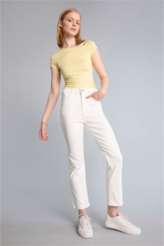 Әйелдерге АҚ Crop Flare Fit жоғары белді балақ ұшы кесілген тобыққа дейінгі джинс шалбар