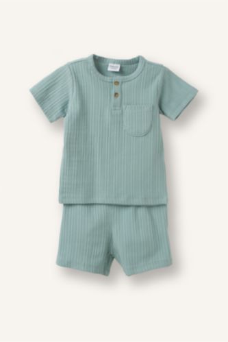 Baby Boys Light Green 2 piece Regular Fit Knitted Pyjamas