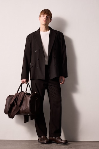 HOMME Marron Foncé Droit Pantalon