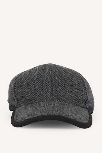 Man Herringbone Wool Blend Cap