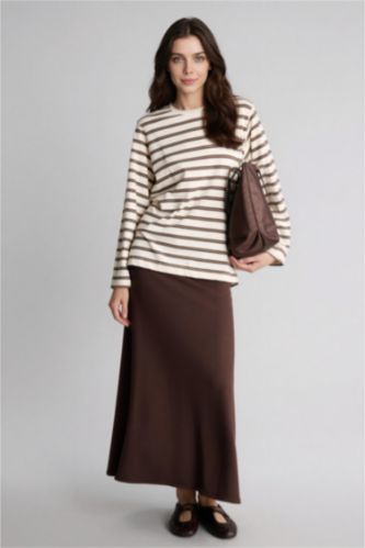 Woman Brown تنورة منسوجة بقصة A