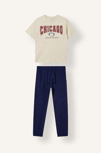 Boy 2 piece Regular Fit Printed T-shirt and Jogger Sweatpants Set