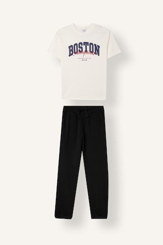 Boy 2 piece Regular Fit Printed T-shirt and Jogger Sweatpants Set