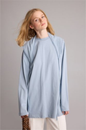 WOMAN Blue Regular Fit Long Sleeve Tunic