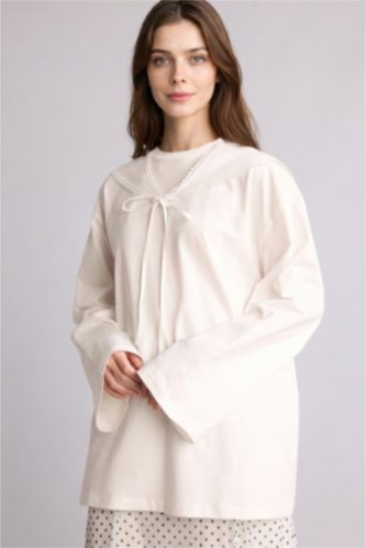 Woman Ecru Regular Fit Long Sleeve Tunic