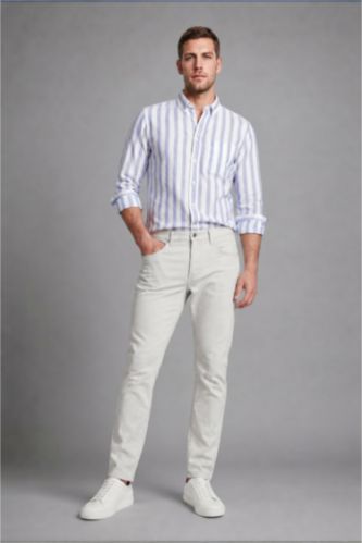 MAN Ecru Tapered Fit Trousers