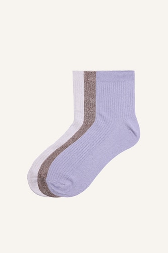 Women Light Pink 3 piece Cotton Short Socks