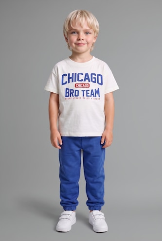 BABY BOY Ecru Baby Boy University Print 2 Piece Set