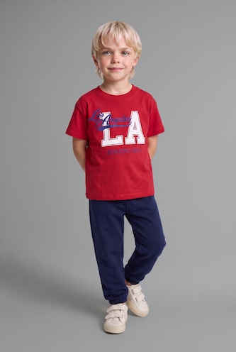 BABY BOY Red Boy 2 piece 100% Cotton Regular Fit T-shirt and Sweatpants Set