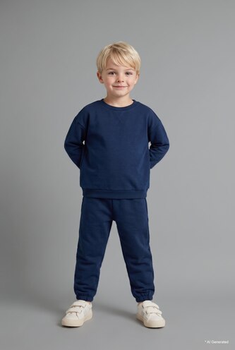 Baby Boys Indigo 2 piece Regular Fit Crew Neck Set