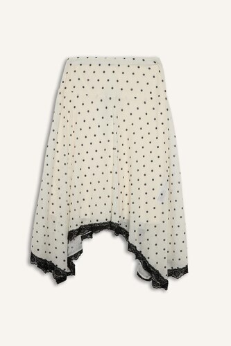 Polka Dot Crepe Normal Waist Midi Skirt