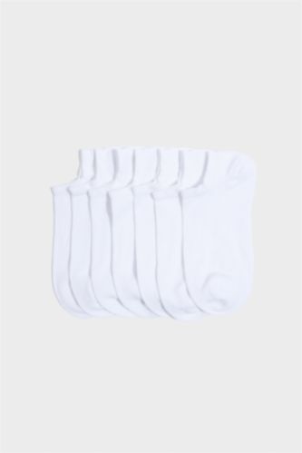 Erkek Beyaz Erkek Dikişsiz 7'li Sneaker Çorap