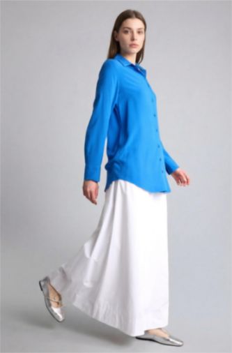 Kadın Beyaz A Kesim Poplin Etek