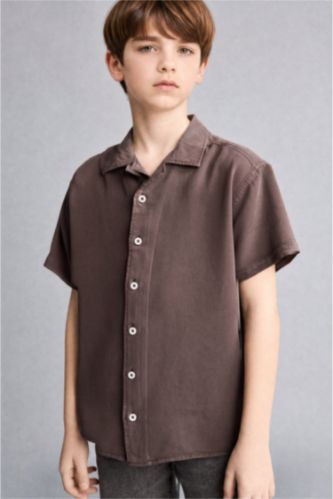 Boys & Teens Brown Regular Fit Short Sleeve Shirt