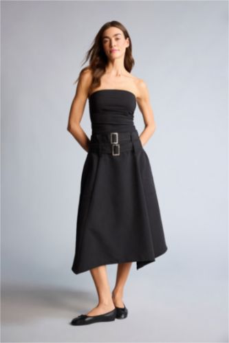 Woman Black High Waist Skirt