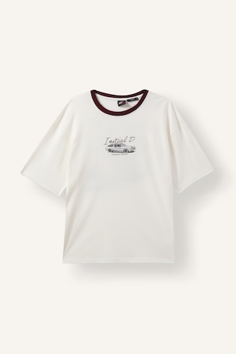 Men Ecru Boxy Fit Short Sleeve T-Shirt