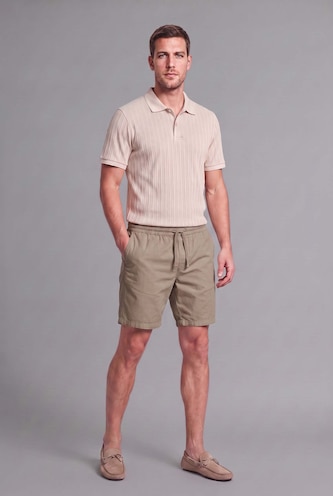 HOMME Beige Short bermuda beige ultra doux Coupe décontractée