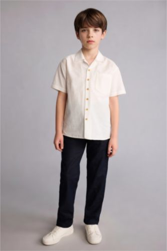 Erkek Çocuk - Genç Erkek Lacivert Regular Fit Düz paça Pamuklu Pantolon Erkek Çocuk