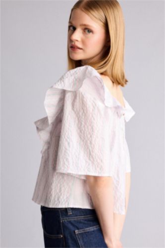 Kadın Açık Yeşil Regular Fit Kısa kollu Bluz