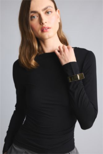 Женщины Черный Футболка Slim Fit