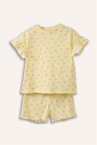 Kız Bebek Açık Sarı Fitilli Kaşkorse 2'li Takım Kız Bebek