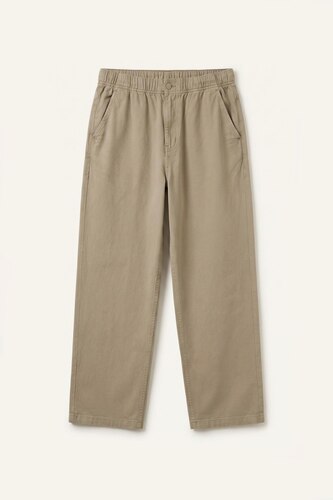 Baggy Fit Light Brown Elastic Waist Trousers