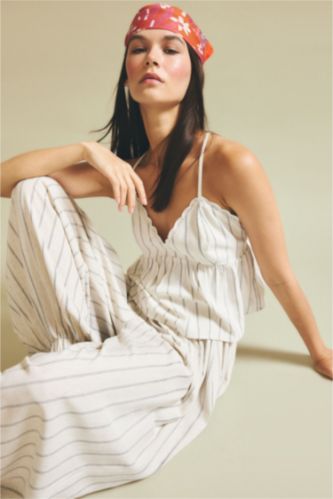 Women Beige Regular Fit Linen Blended