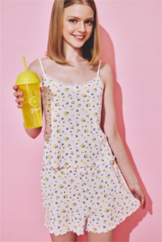 FEMME Écru Ensemble Pyjama Débardeur et Short Coupe régulière