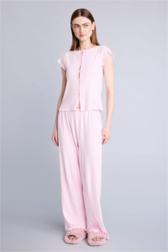 Kadın Açık Pembe Regular Fıt 2'li Pijama Takımı