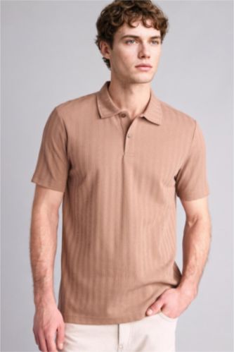 رجالي فيزوني تيشيرت بولو نص كم قصة عادية