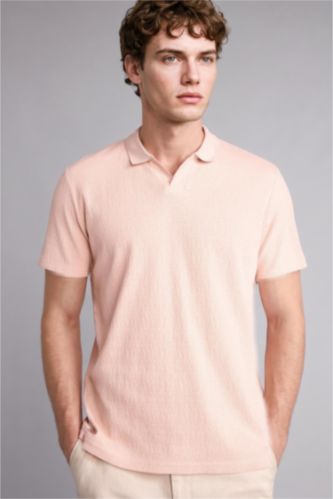 رجال وردي فاتح Regular Fit Short Sleeve Polo T-Shirt