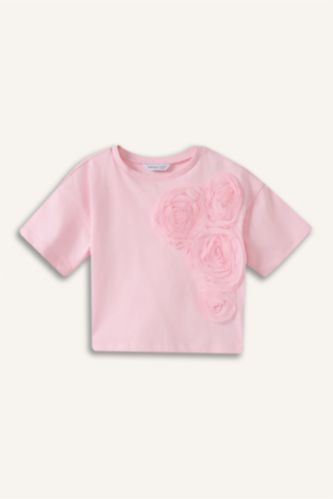 Kız Bebek Açık Pembe Penye Tişört Kız Bebek