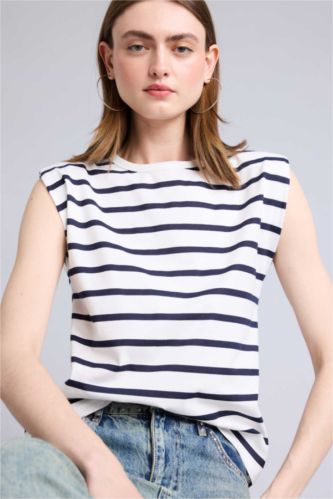 Kadın Lacivert Relaxed Fit Kısa kollu Slogan baskılı Tişört