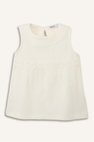 Kız Bebek Ekru Bisiklet Yaka Atlet Kız Bebek