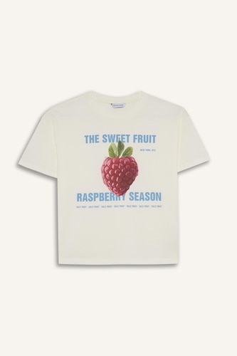 Girl Neck Fruit Print Cotton T-Shirt