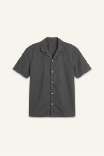 Men Anthracite Regular Fit Cotton Short Sleeve Shirt