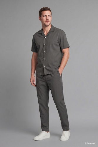 MAN Anthracite Regular Fit Cotton Short Sleeve Shirt