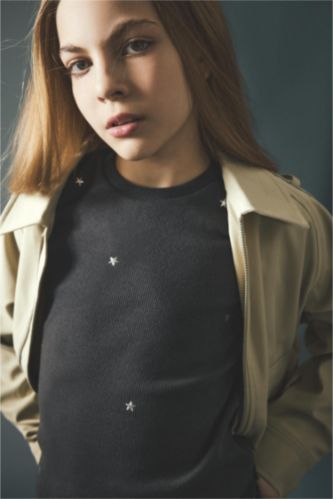 Девочки и подростки Антрацит Футболка с коротким рукавом из камзола для девочек