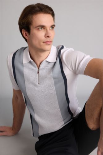رجالي بيج فاتح Standard Fit Short Sleeve Polo T-Shirt
