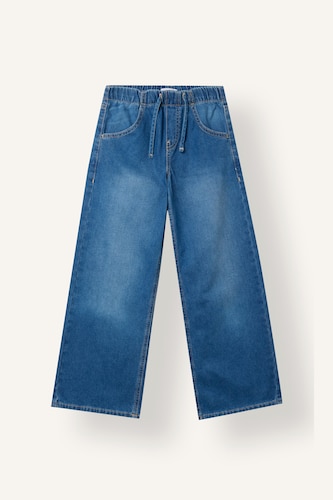 Girl Elastic Waist Wide Leg Jeans