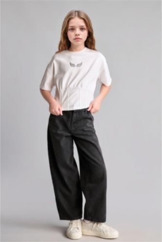 Kız Çocuk - Genç Kız Gri Baggy Fit Jean Pantolon Kız Çocuk