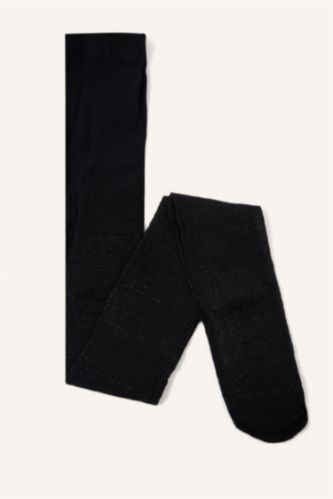 Kadın Siyah Kadın Simli Parıltılı Külotlu Çorap