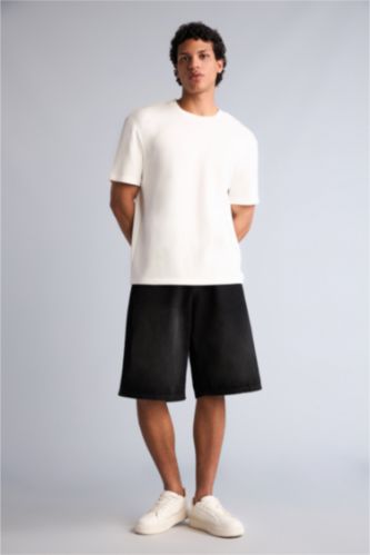 Erkek Siyah Baggy Bermuda Şort