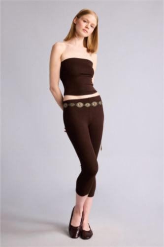 Kadın Kahve Diz Altı Tayt