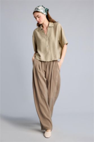 WOMAN Khaki High Waist Wide Leg Trousers