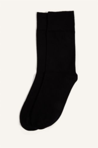 Erkek Siyah Pamuklu 2'Li Çorap