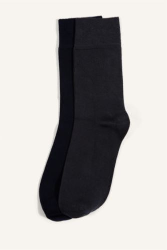 Erkek Gri Melanj Pamuklu 2'Li Çorap