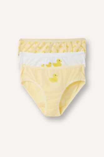 Girls & Teens Light Yellow Girl 3 piece Animal Slip Panty