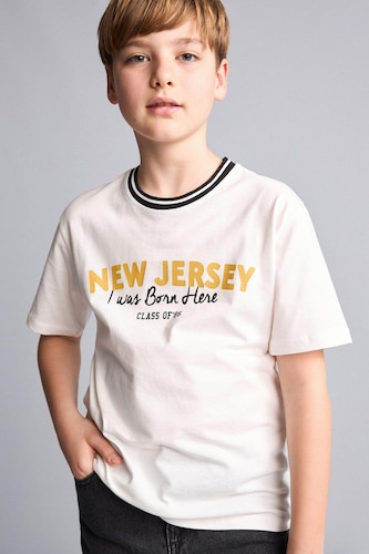 Young Boys - Teen Boys Ecru Boy New Regular Fit Crew Neck Printed T-Shirt